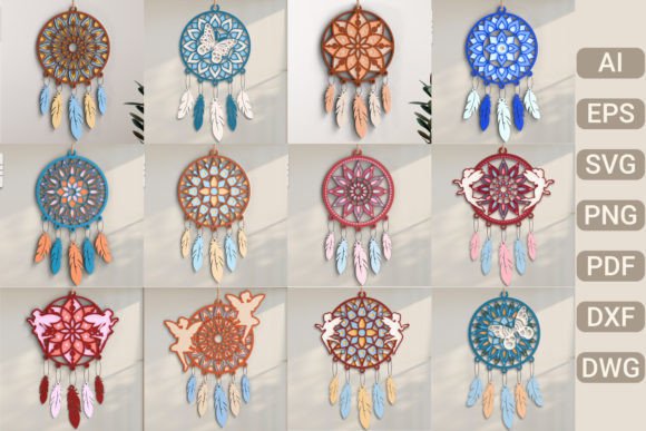 3D Dream Catchers Layered SVG Bundle: Laser Cut Wall Decor