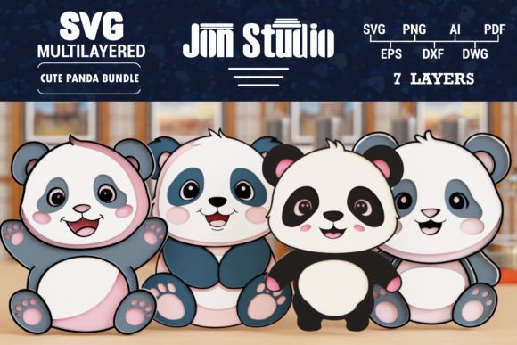 3D Panda SVG Laser Cut Papercut File Bun for Graphics & Crafts