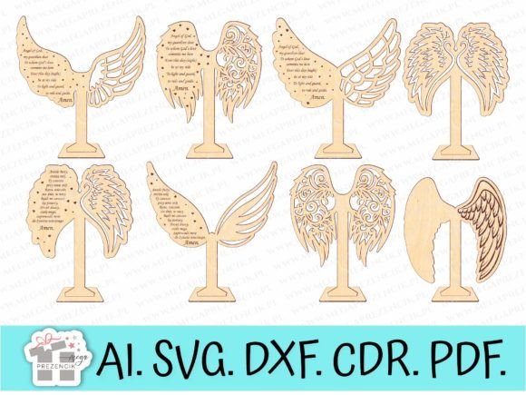 Angel Wings with Laser Cut Prayer Svg for Graphics and Patterns