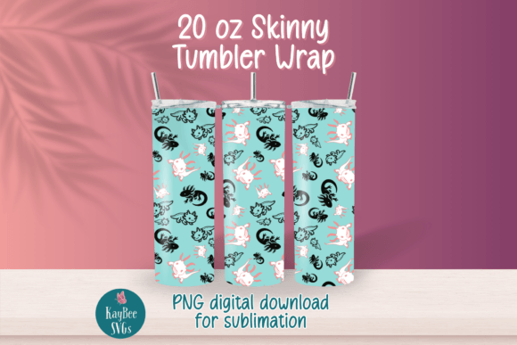 Axolotl Tumbler Wrap PNG for Sublimation Graphics and Patterns