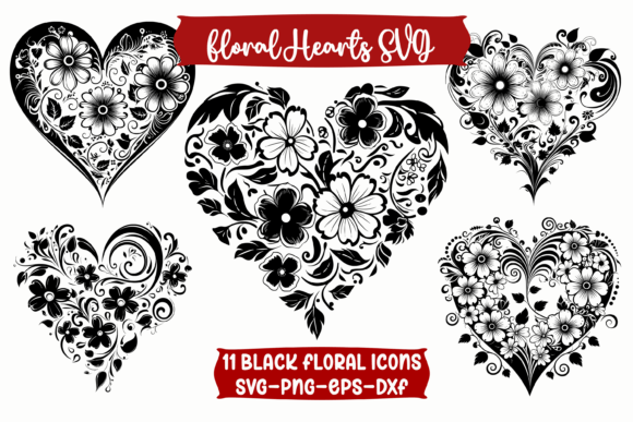Black Floral Hearts SVG Icons Bundle Review