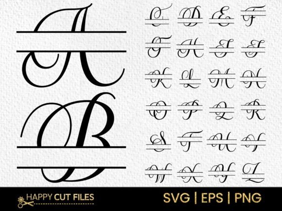 Calligraphy Font Alphabet Monogram Svg for Graphics and Illustrations