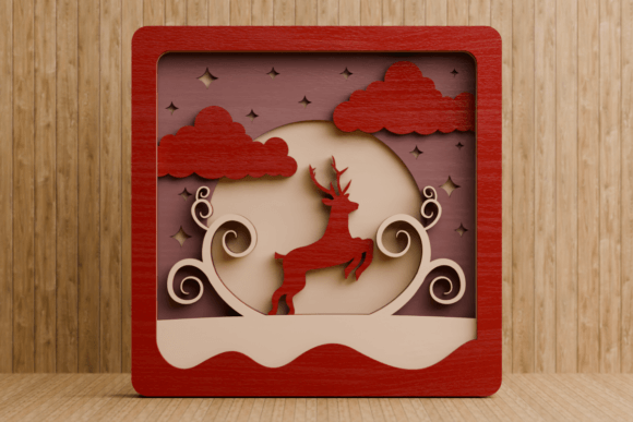 Cute Christmas Scene 3D Multilayer SVG for Laser Cutting & Freebies