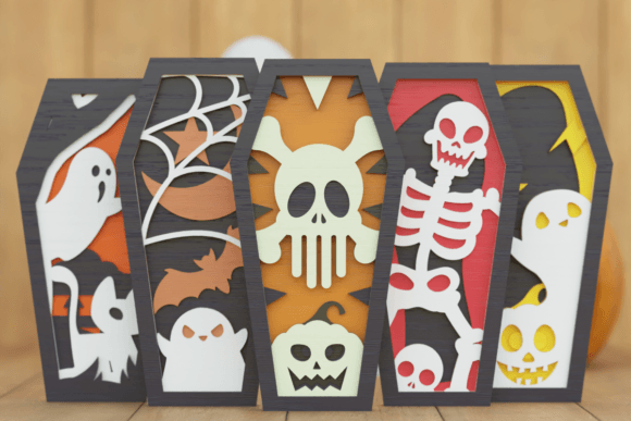 Halloween Coffin 3D SVG Layered BUNDLE for Laser Cutting Autumn