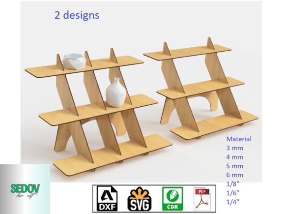 Laser Cut 3 Level Desktop Shelves for Stands