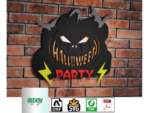 Laser Cut Creepy Halloween Sign 3D for Autumn Projects
