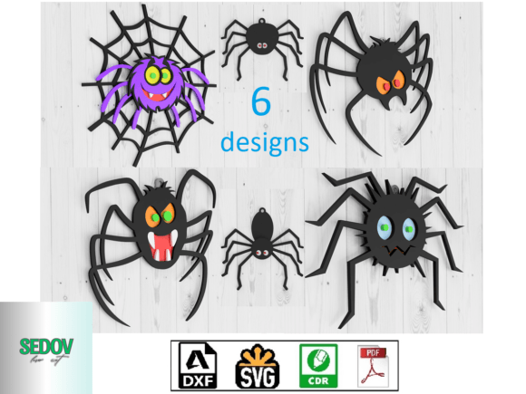 Laser Cut Set Hanging Spider Door Sign for Autumn