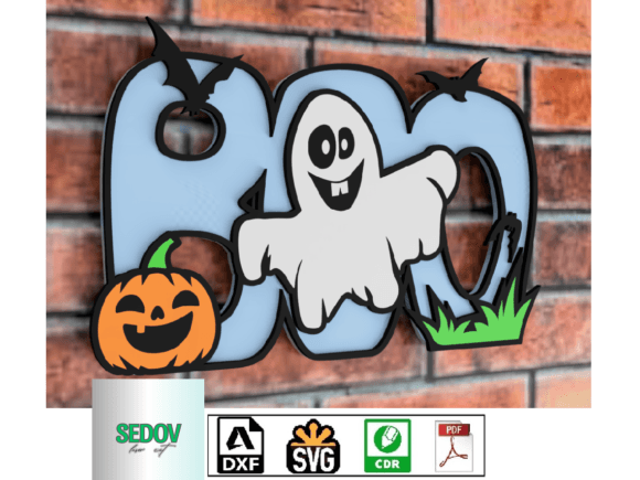 Laser Cut Sign BOO 3D Door or Wall Sign for Autumn