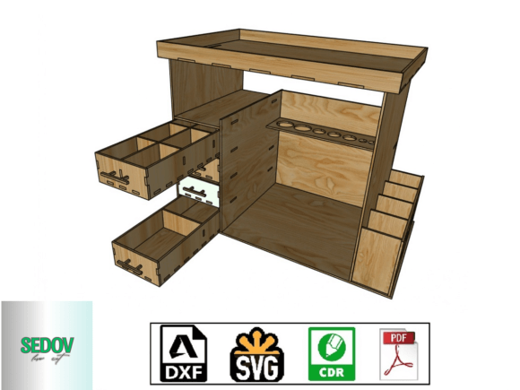 Laser Cut Tool Desk Organiser Craft Box for Modern Organizers