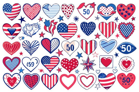Patriotic Heart Flag Clipart for USA