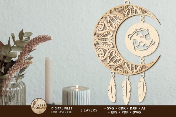 Pisces Dream Catcher Home Decoration for Laser Cutting and Wall Decor