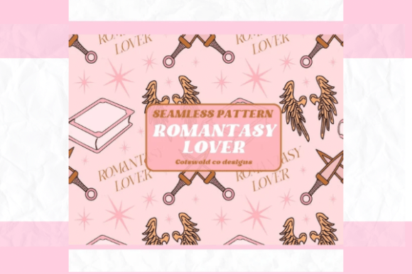 Romantasy Lover Reading Seamless Pattern: A Review for Graphics and Illustrations