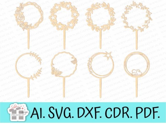 Round Cake Topper Bases Svg Laser Cut: Graphics & Patterns for Branding