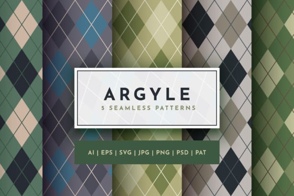Set 5 Seamless Military Argyle Pattern Graphics for Branding