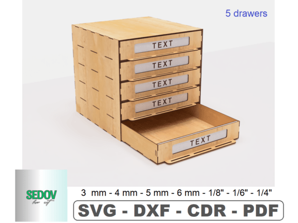 Table Organizer 5 Drawers Laser Cut File