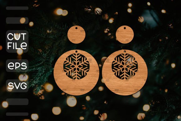 Template Earrings SVG Snowflakes for Laser Cutting